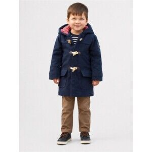 JoJo Maman Bébé Kids Navy Hooded Duffle Coat 4-5Y Toggle Winter Jacket Classic